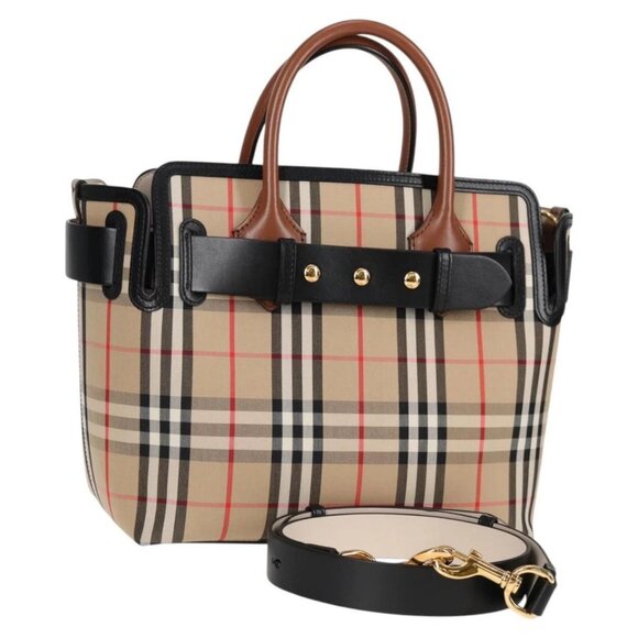 BURBERRY Nova Check Hand Bag Canvas 2way Beige Gold - Picture 1 of 16